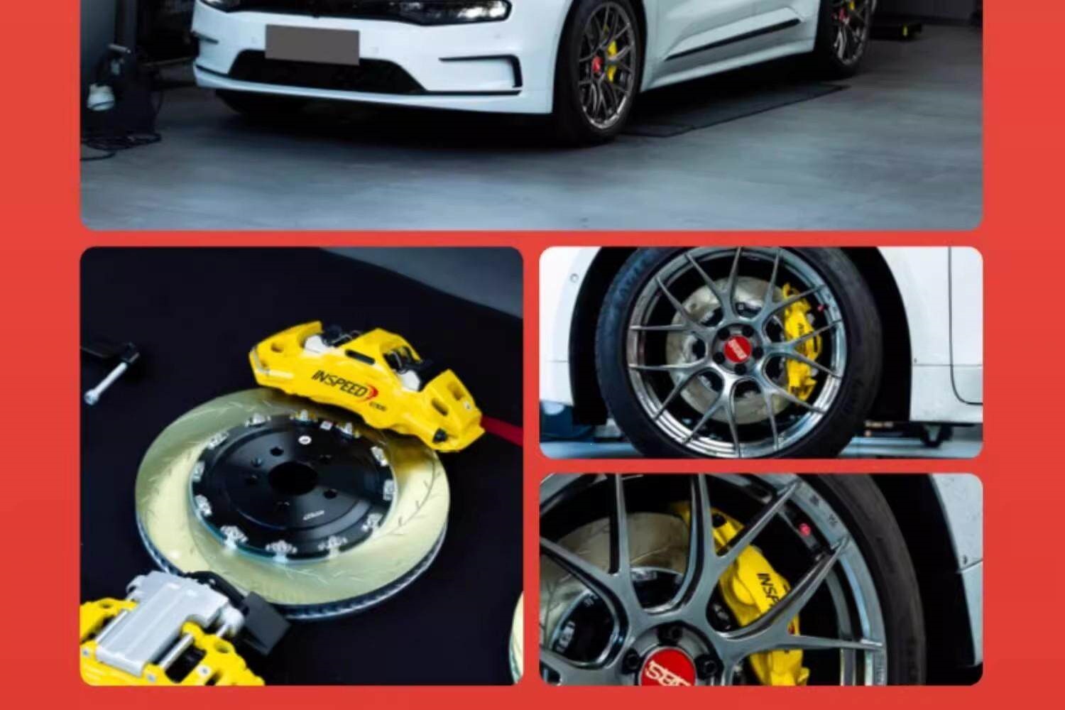 Inspeed Hard-Speed Brake Modified Four-Piston, Six-Piston, Eight-Piston Street Calipers, Racing Calipers for Front Wheels