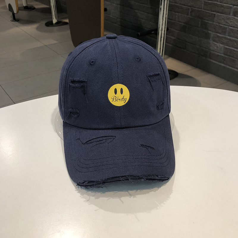 Sombreros de moda sonriente sombrero de béisbol letras estampadas en caliente agujeros primavera y verano sombrero de béisbol callejera de moda con sombrero de sombra