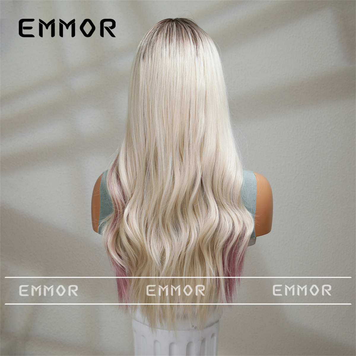 Amazon Shein Comercio exterior transfronterizo nuevo cos peluca Bangs gradiente beige teñido Rosa moda largo cabello rizado