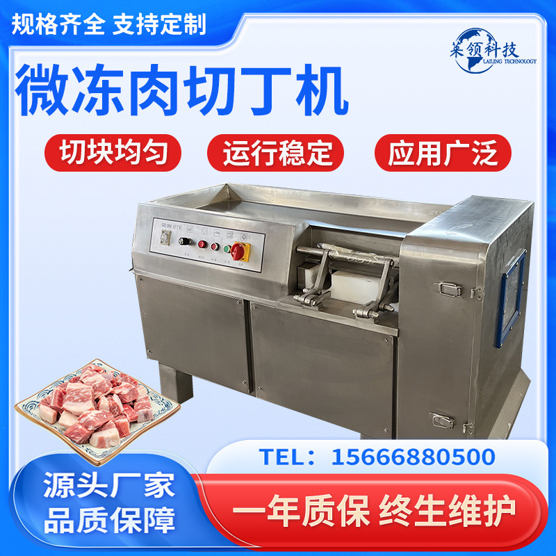 350型立式微冻肉切丁机 全自动鸡胸肉切粒机器 三维冻肉切丁设备