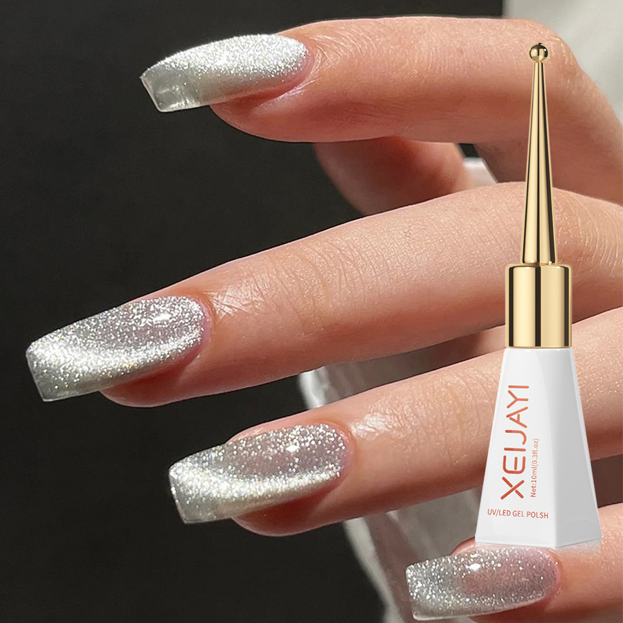 Xianjiayi small bulb Crystal cat eye Nail Polish glue ice transparent super bright flash universal all-match cat eye glue for nail salon