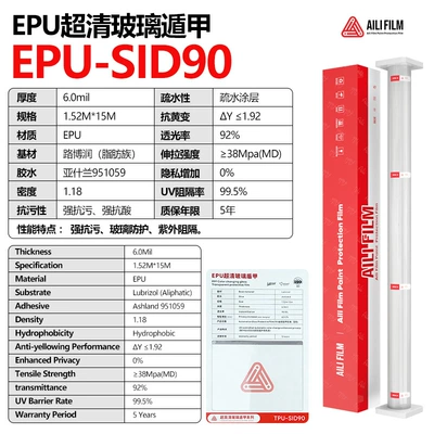 EPU car glass shield, photochromic, light-changing, blackening, hydrophobic, front windshield, explosion-proof protective film, high-definition car window shield (Automotive Film) - 152m5m-epu-sid90