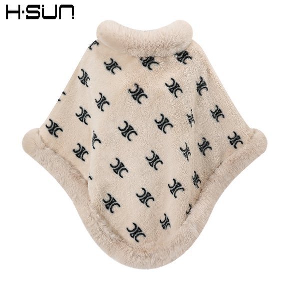 Capa tipo chal de otoño e invierno 2026, nueva bufanda de piel sintética de conejo, abrigo de punto para mujer, prenda exterior holgada y versátil. image 100