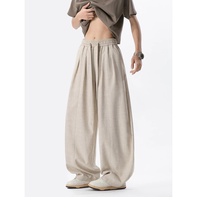 Japanese Retro Comfortable Casual Pants for Men 2026 New Trendy Brand Lazy Style Loose Versatile Wide-Leg Pants Men's Clothing
