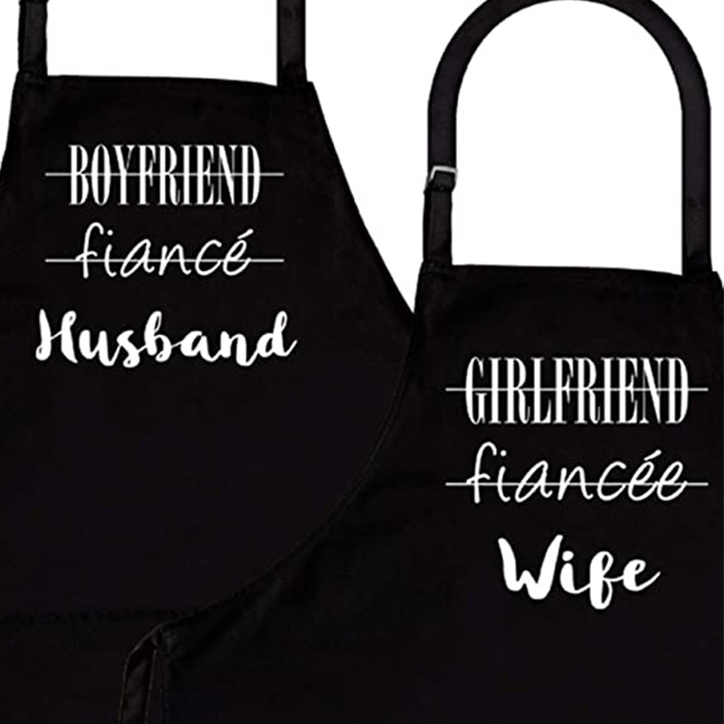 Pareja transfronteriza delantal publicitario cuello halter de poliéster té con leche ajustable restaurante barista ropa de trabajo delantal al por mayor