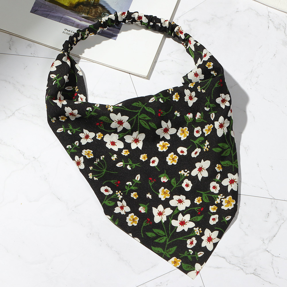 New Fashion Retro Flower Triangle Scarf Elastic Hair Band display picture 6