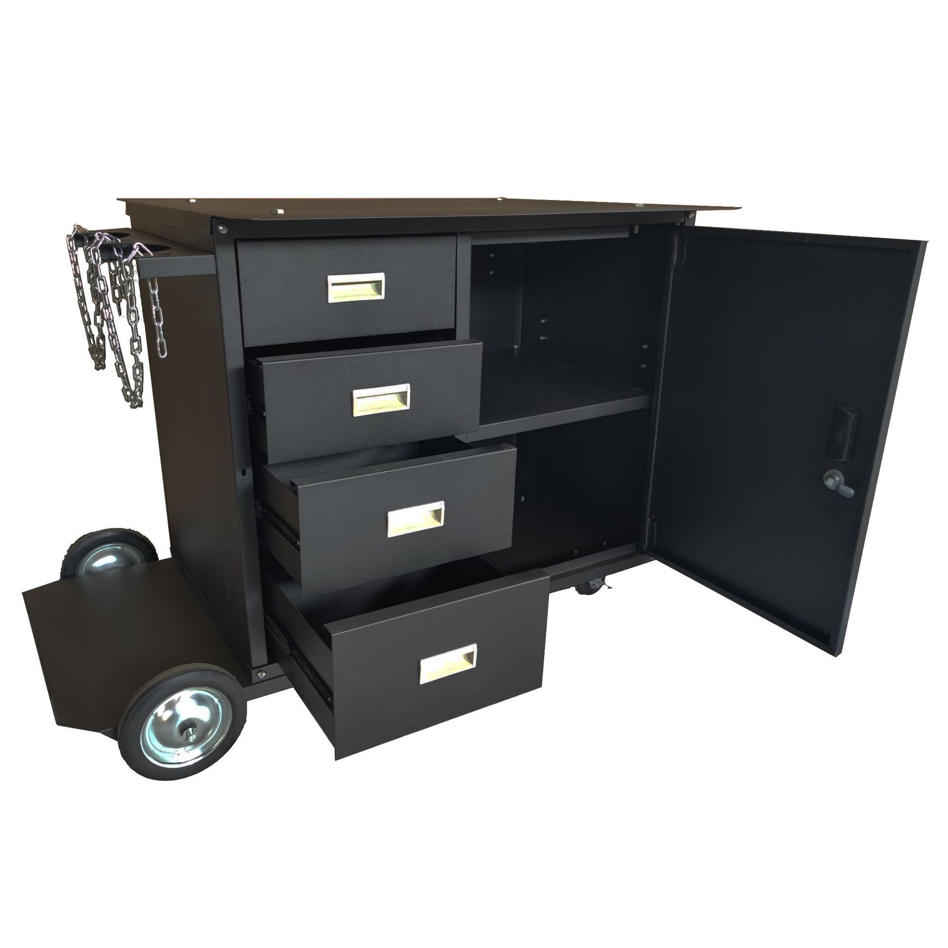 重型双气瓶超大容量电焊车 加厚焊接工作台 带抽屉电焊机推车