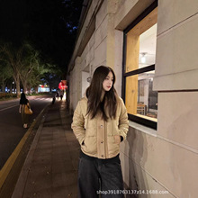 毒家现货高品质V家新款秋冬女士连帽棉服外套时尚百搭网红同款