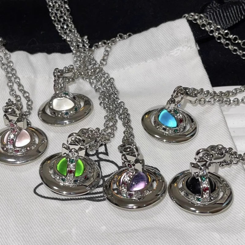 Empress Vivienne Vivian Orb Small 6mm Colorful Bead Diamond Three-Dimensional Earth Planet Necklace Light Luxury Temperament Women