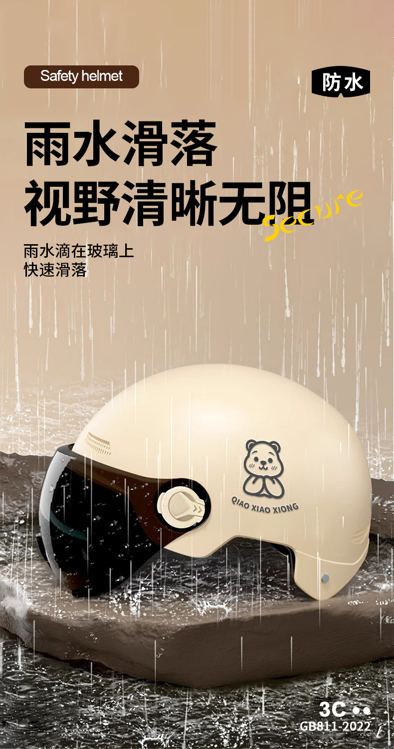 Suitable for New National Standard 3C Certified Electric Vehicle Helmets for Men and Women, Battery Motorcycle Helmets, Double Mirrors, Sun Protection for All Seasons