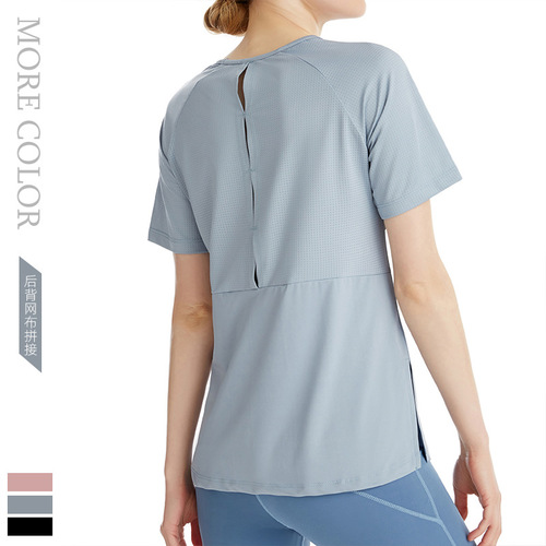 New Summer Plus Size Sports T-Shirt Loose Running Fitness Top Mesh Splice Fitness Clothes Women Short Sleeve