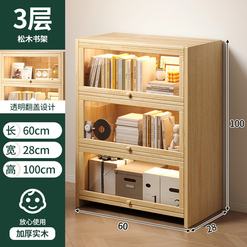 Estantes de madera sólida estantería de piso integrado contra la pared almacenamiento de almacenamiento de artículos de visualización de la sala de estar estante de libros para niños