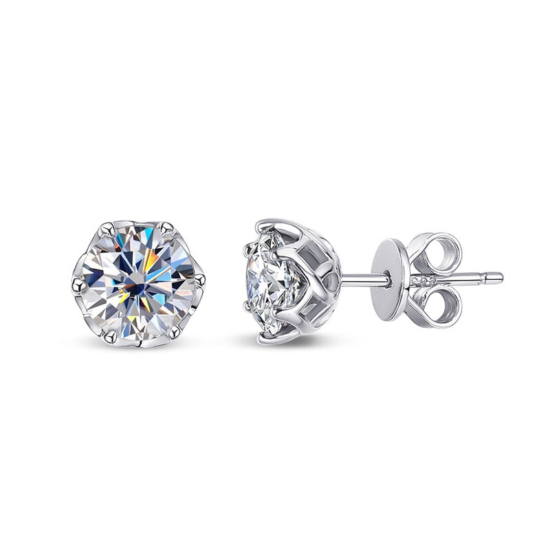 Ins Style Classic All-match Imitation Moissanite Earrings Lace Six-claw High-end Sense Elegant Exquisite Fashion Earrings Earrings