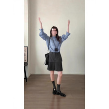 法式气质文艺风长袖衬衫百褶短裙女装2025秋冬新款小个子时尚套装