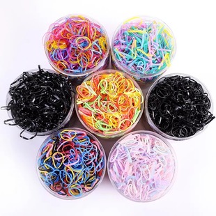 Rubber Band Women's Hair Tie Small High Elastic Hair Rope Disposable Hair Rope Durable Hair Tie Black Leather Case Kidsren's Hair Does Not Hurt