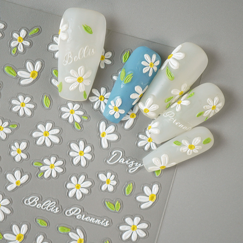 2024 Fresh and Simple Spring Daisy Nail Art Stickers Embossed Plaid Daisy Spring Blossom Romantic Nail Art Stickers 2024 Fresh and Simple Spring Daisy Nail Art Stickers Embossed Plaid Daisy Spring Blossom Romantic Nail Art Stickers