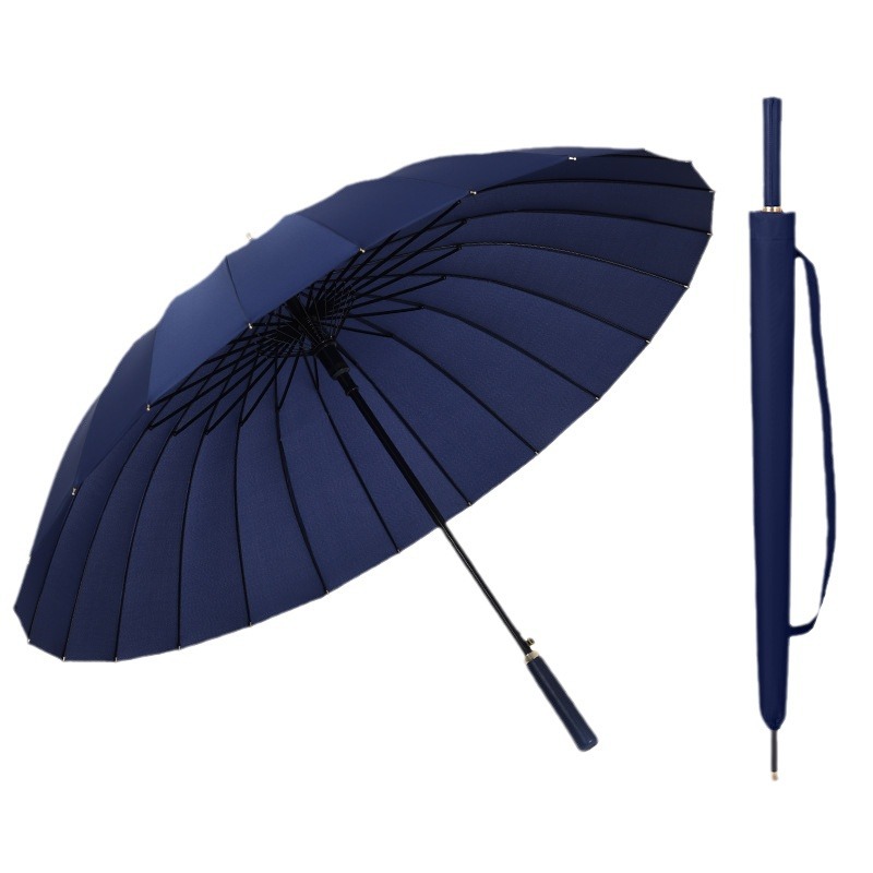 24-rib automatic straight pole long handle with umbrella cover black rubber large wind-resistant and rainstorm-resistant umbrella strong and wind-resistant 5