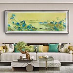 千里江山图客厅装饰画新中式刺绣山水画沙发背景墙挂画靠山壁画