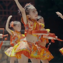 六一儿童喜庆演出服秧歌男女童中国风太平女打鼓民族舞蹈表演服装