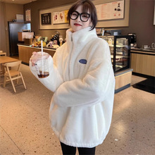 秋冬季2024新款双面羊羔毛茸茸外套皮草女仿獭兔毛毛绒上衣厚棉服