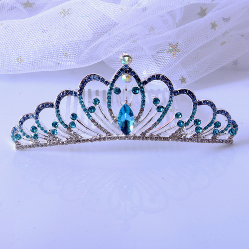Korean-style children's crown hair comb princess crown hair pin holiday cute child water drill hair accessories wholesale