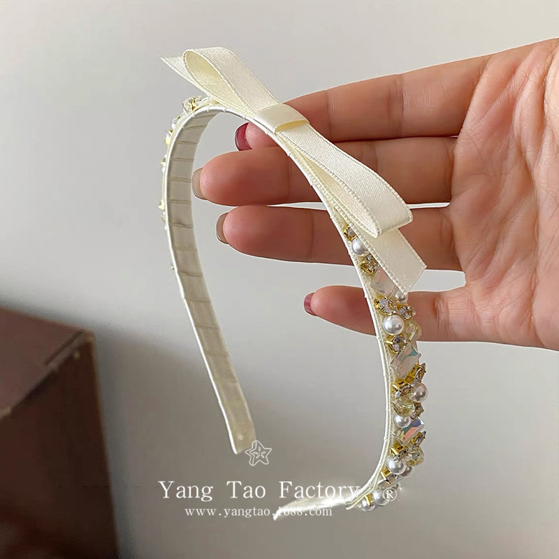 Francés pequeño oro ~ arco de cristal aro de cabello de alto nivel lujo ligero temperamento tocado para el cabello