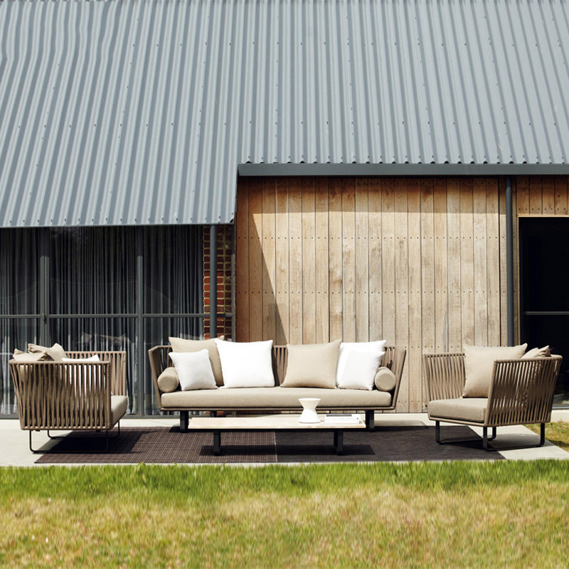 Conjunto de sofás de ratán para ocio al aire libre, sofá de ratán para patio y terraza, muebles de ratán individuales, dobles y para tres personas.