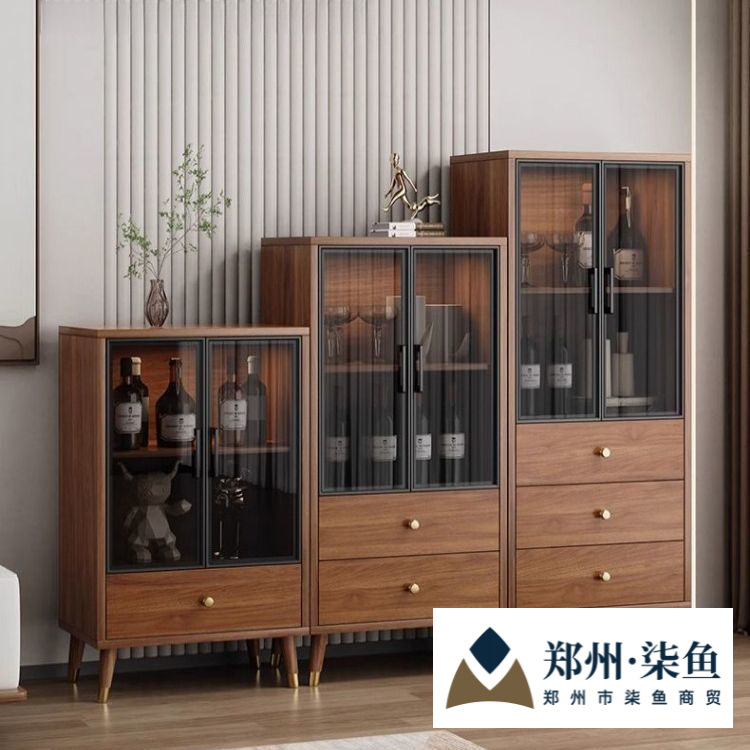 Living Room Wine Cabinet Household Chinese Modern Side Cabinet Integrated Display Cabinet Wall-Mounted Simple Glass Door Small Apartment Storage Cabinet