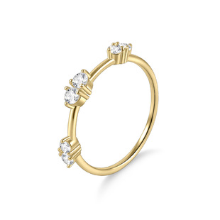 S925 Sterling Silver Ins Single Row Cluster Inlaid Cultured Diamond Ring Women's Engagement Ring European and American Fashion Simple