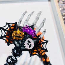 万圣之夜跨境直播搞怪幽灵创意DIY穿笔重工珠子立体眼球蜘直孔珠