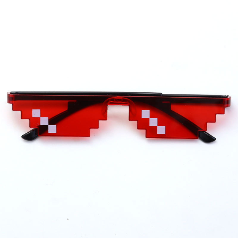 Mosaico gafas gafas de sol bidimensionales chatter personalidad gafas de sol de píxeles de fiesta reticular gafas de viento de píxeles rojos