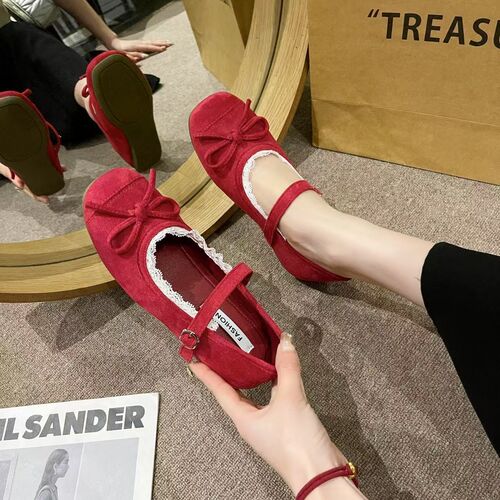 Retro Flat Mary Jane Shoes for Women, Versatile and Gentle Fairy Style, Low Heel, Pair with Dresses, 2025 Spring Single Shoes