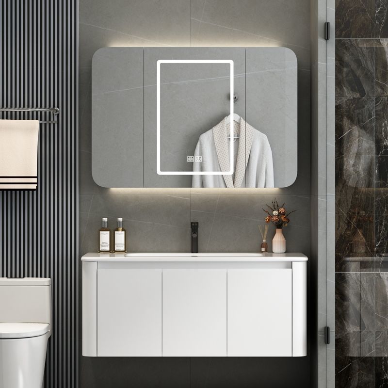 Thickened Space Aluminum Bathroom Cabinet Combination Rounded Corner Ceramic Integrated Wash Basin Cabinet Bathroom Cabinet Wash Basin Cabinet