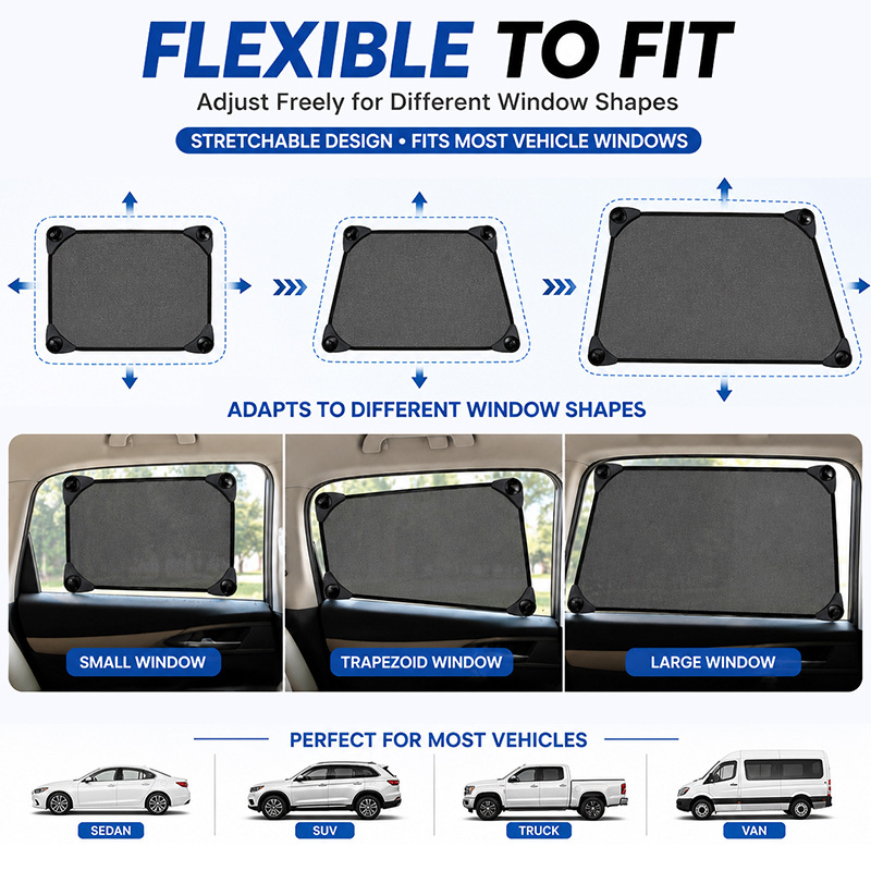 Cross-Border New Suction Cup Car Sunshade Baby Side Window Sun Protection Curtain Car-Mounted Children's Heat Insulation Sunshade in Stock