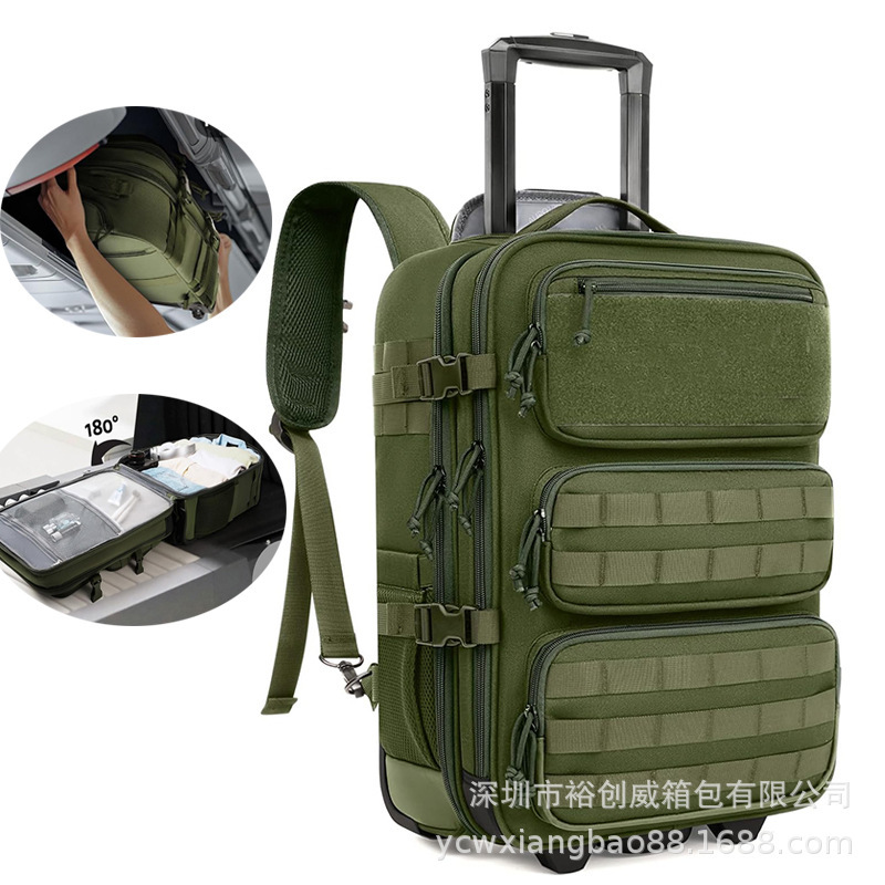New Tactical Trolley Backpack Waterproof Wheeled Computer Bag Portable Overnight Molle Outdoor Hiking Travel Backpack