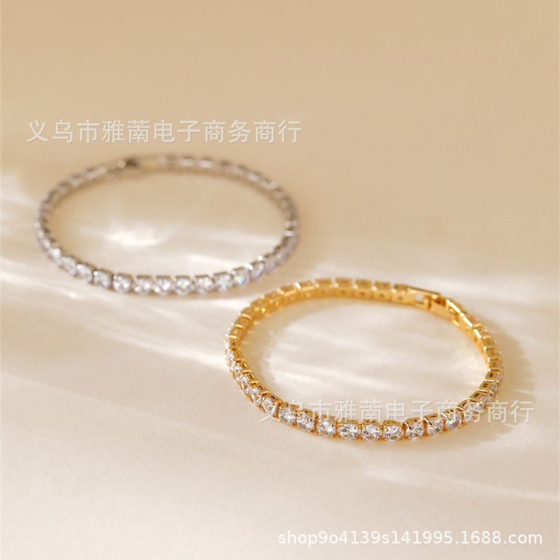 2024 European and American New Light Luxury Horse Eye Zircon Bracelet Exquisite Copper Plated 18K True Gold Chain High Feeling Temperament