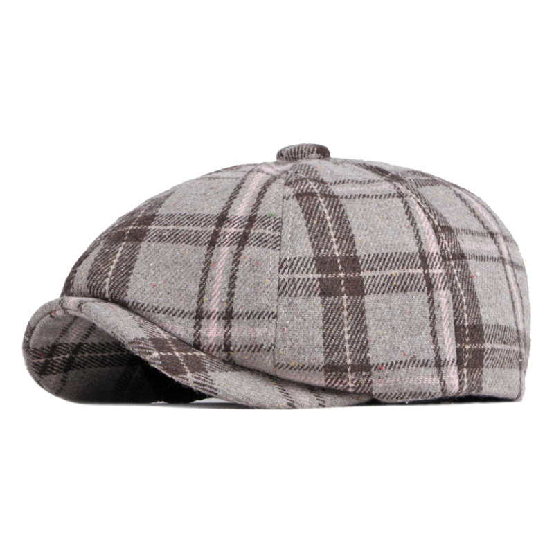 Comercio exterior de exportación sombrero hombres otoño e invierno cálido británico retro octogonal sombrero Plaid boina ocasional las mujeres newsboy sombrero