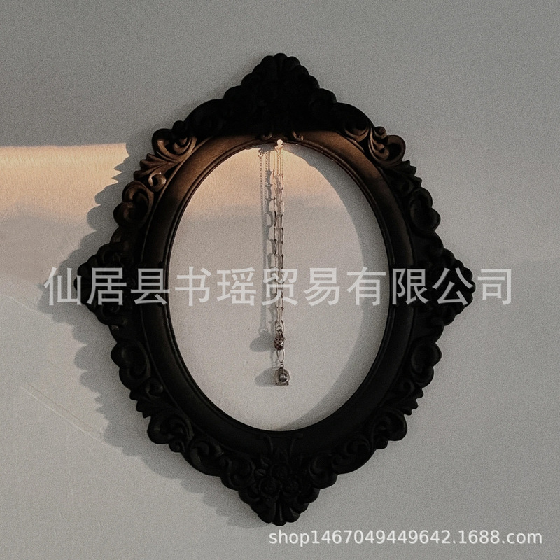 Cool Black Retro Rough Self-Painted Mirror Frame Photo Frame Ins Style Photography Photo Props B&B Wedding