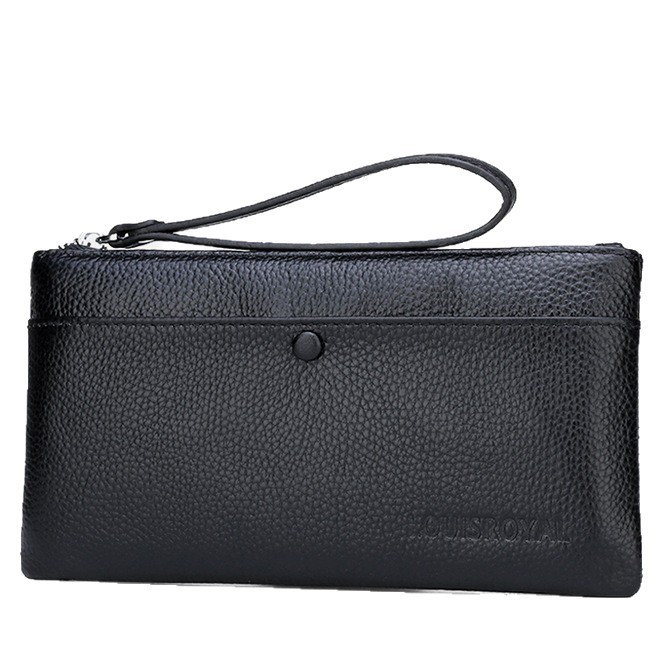 Men's Long Leather Clutch Bag Multi Compartment Mobile Phone Holder Stylish Simple Handbag Trendy_voghion.com