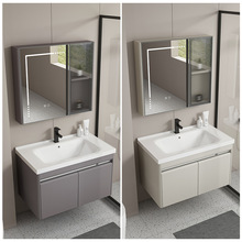 陶瓷一体盆洗手台轻奢卫生间洗漱台洗脸盆柜新品304不锈钢浴室柜