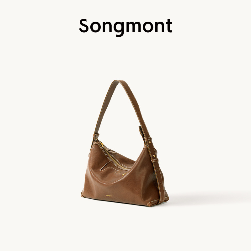 Songmont山下有松循迹系列浅行hobo包植鞣牛皮通勤腋下包饺子包女|undefined