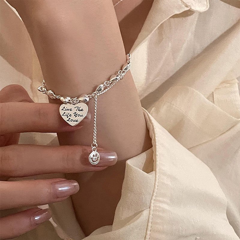 Light Luxury Niche Pure Silver Heart Bracelet with Bell Pendant, 2026 New Model, Ins-Style Friendship Jewelry, Gift for Girls Light Luxury Niche Pure Silver Heart Bracelet with Bell Pendant, 2026 New Model, Ins-Style Friendship Jewelry, Gift for Girls