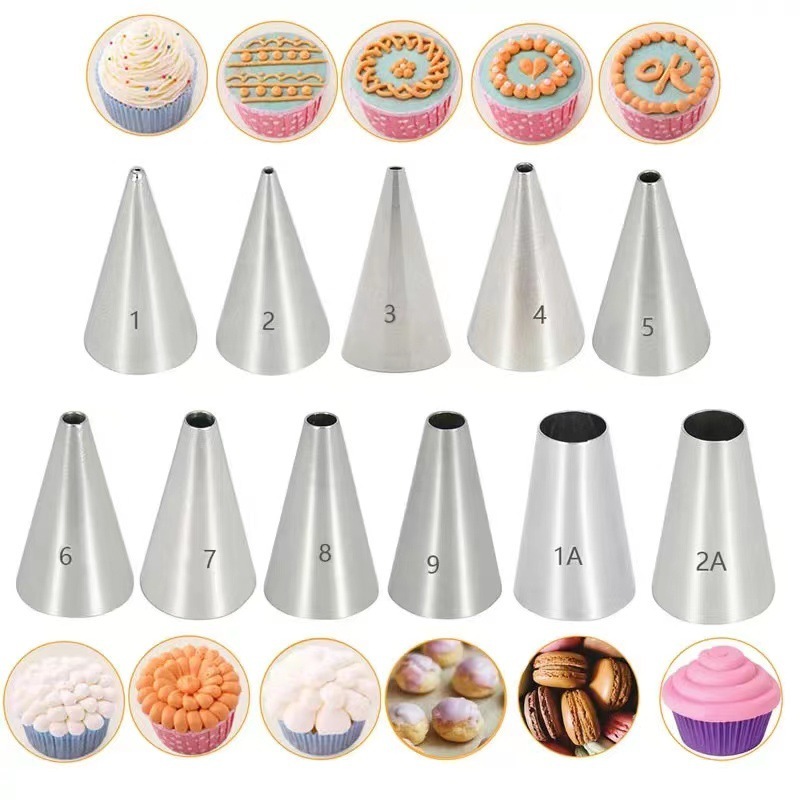 Round mouth 304 stainless steel piping nozzle tracing wire drawing writing cream cake baking DIY tool trumpet Round mouth 304 stainless steel piping nozzle tracing wire drawing writing cream cake baking DIY tool trumpet