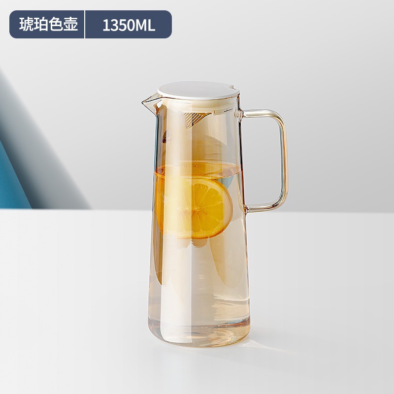 Estilo nórdico botella de agua fría olla de jugo de hogar taza de agua fría olla de vidrio de borosilicato botella de agua fría taza de agua fría traje Generación de pelo