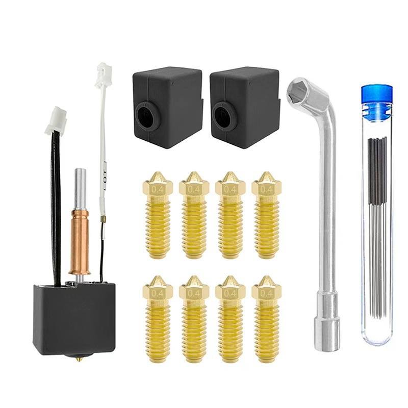 Hot end kit (nozzle 8pcs*0.4mm+tool (1 wrench, cleaning needle 0.35mm×10pcs)+2pcs protective cover