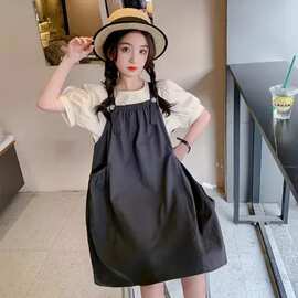 中大童潮范韩版童套装童装女童连衣裙夏装新款休闲背带裙两件套装