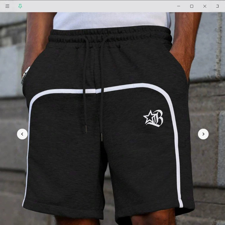 European and American Style Black Side-Striped Shorts Men's Star B Logo Print Loose Drawstring Sports Shorts
