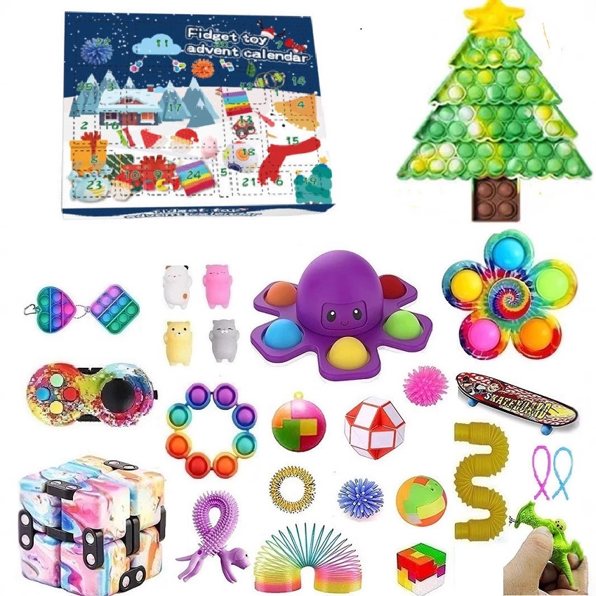 Caja ciega de Navidad transfronteriza Regalo de fiesta para niños Descompresión DIY Desgarrado Calendario de cuenta regresiva Caja ciega Juguetes navideños
