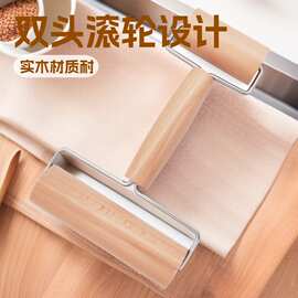 手动擀面杖实木手持木质双头滚轮压饺子皮厨房烘焙工具面粉棍面食
