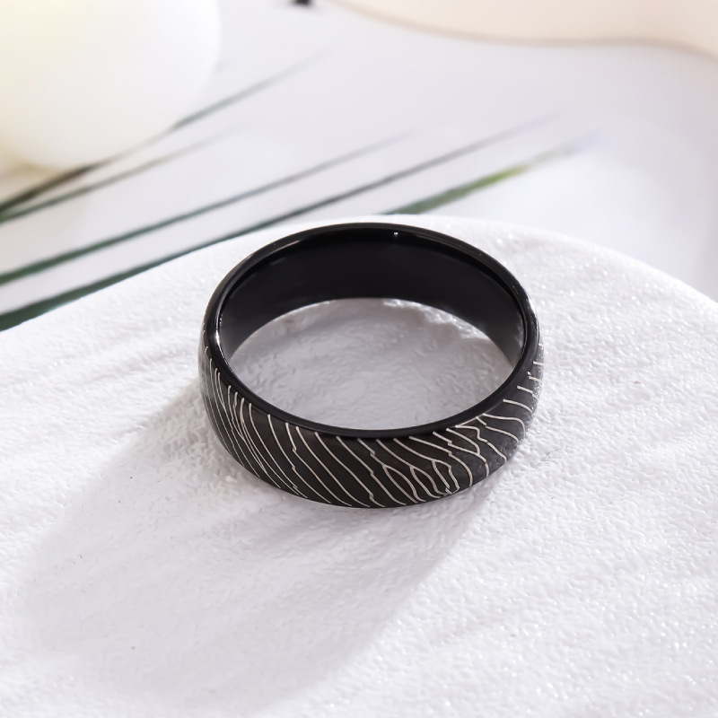 Grey Ceramic Deer Antler Men's Ring Image 5